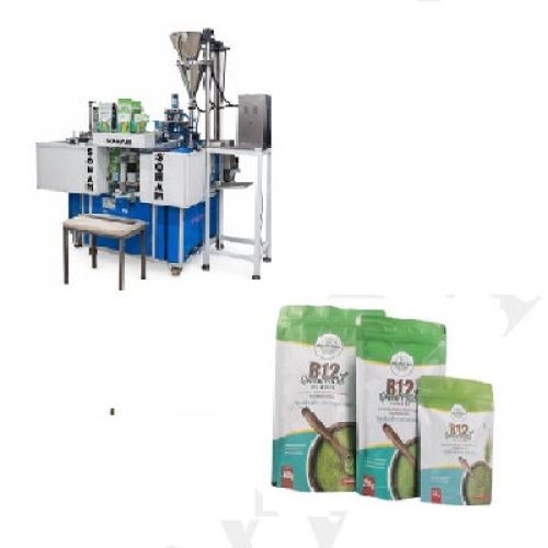 Automatic Rotary Zipper Pouch Pick, Open, Fill and Sealing Machine